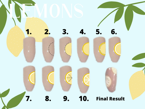 Step-by-step guide of how to create Lemon nail art using Halo Gel Polish