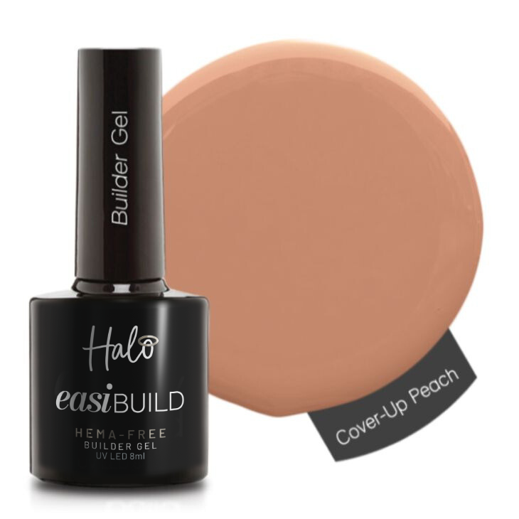 Halo easiBUILD Builder Gel in Cover-Up Peach color with a swatch on a white background
