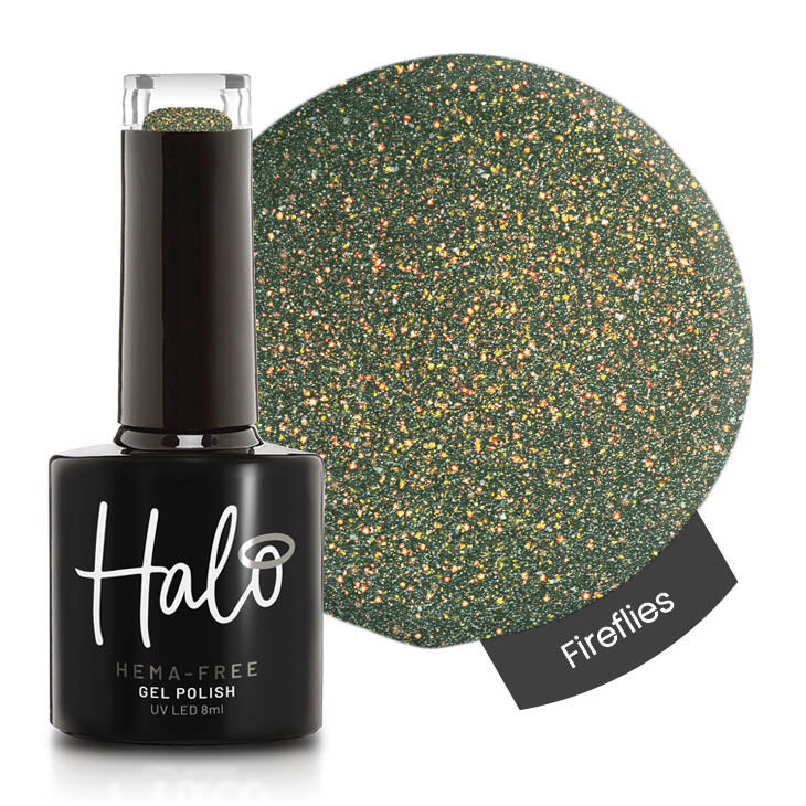 Product image of Pure Nails' Halo HEMA-Free glitter gel polish in shade 'Fireflies'