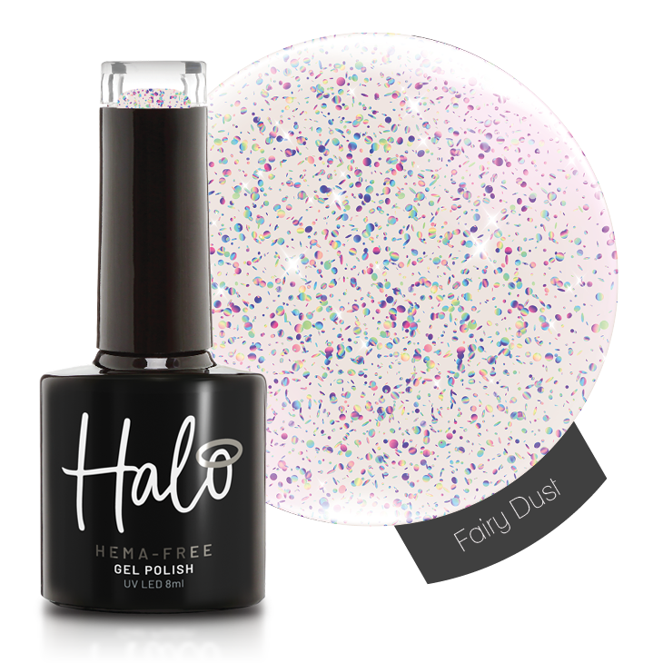 White background version of Pure Nails' product image of the Halo gel polish shade 'Fairy Dust'