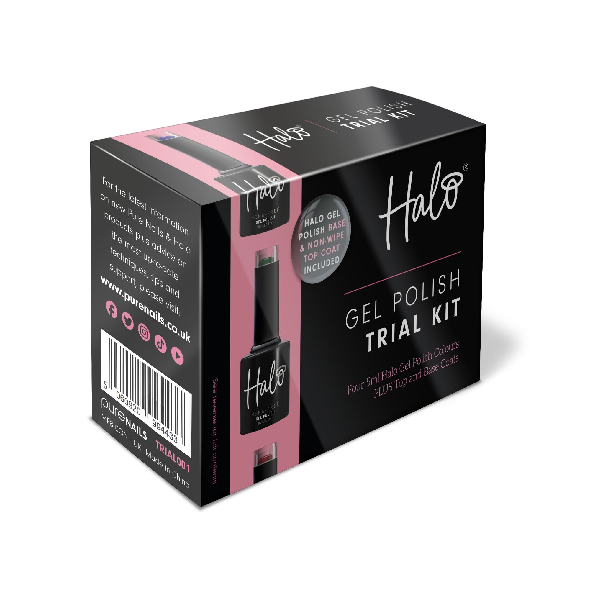 Halo Gel Polish Trial Kit packaging on a white background