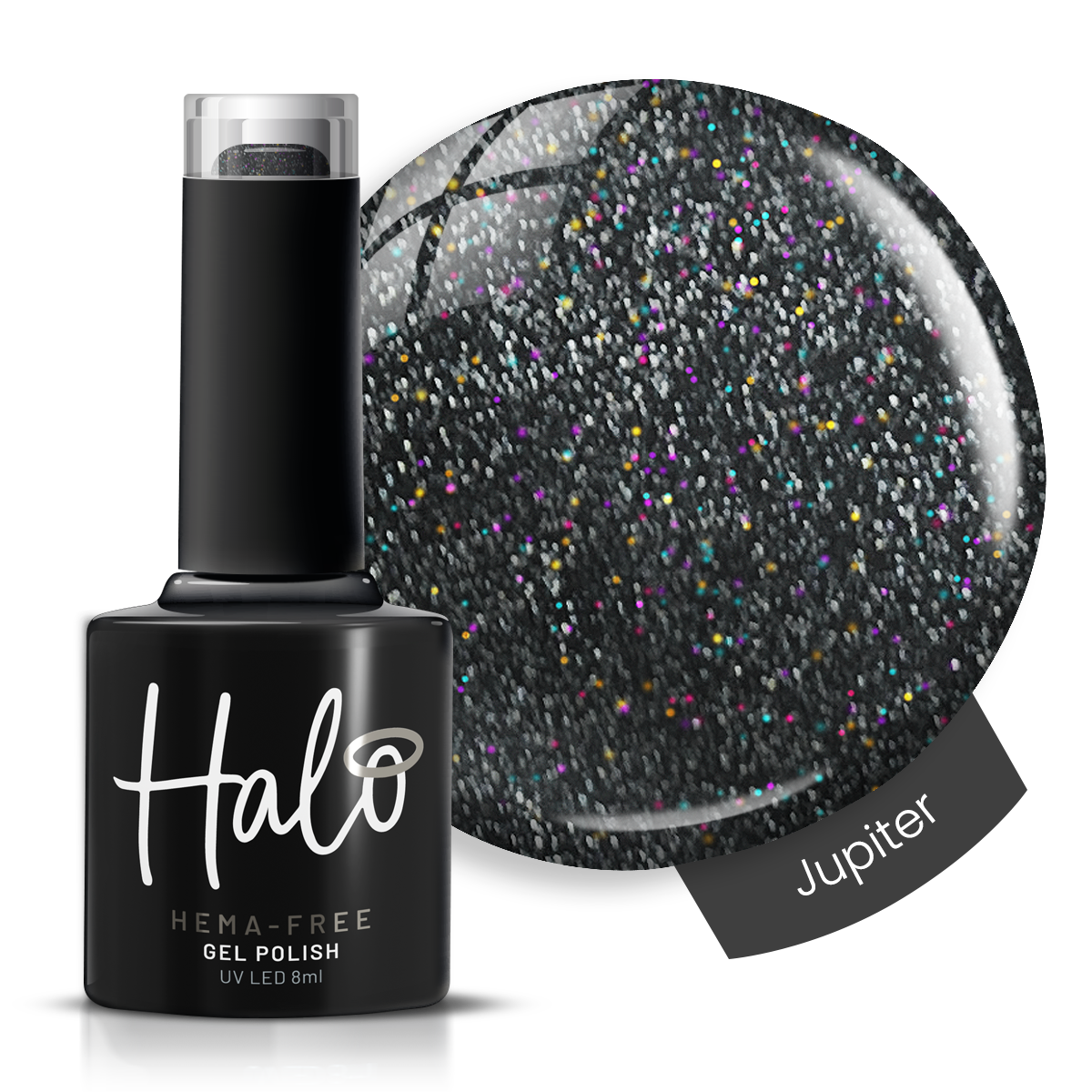 Product image of Pure Nails' Halo glitter gel polish in shade 'Jupiter' 