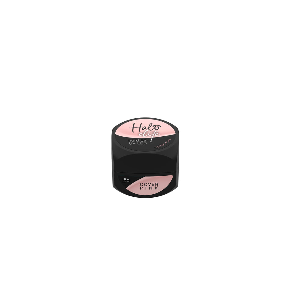 Black container with pink lid labeled 'Halo' on a white background