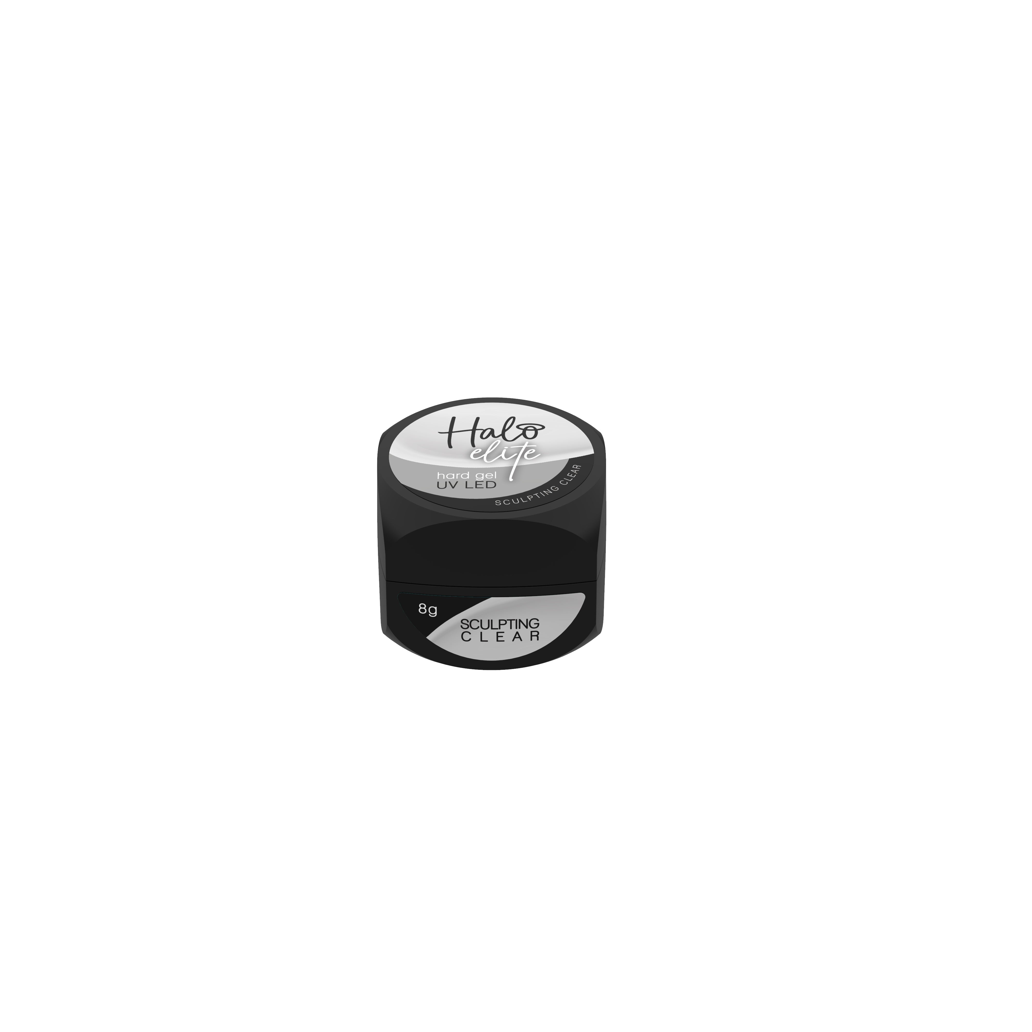 Black container of Halo Sculpting Clear on a white background