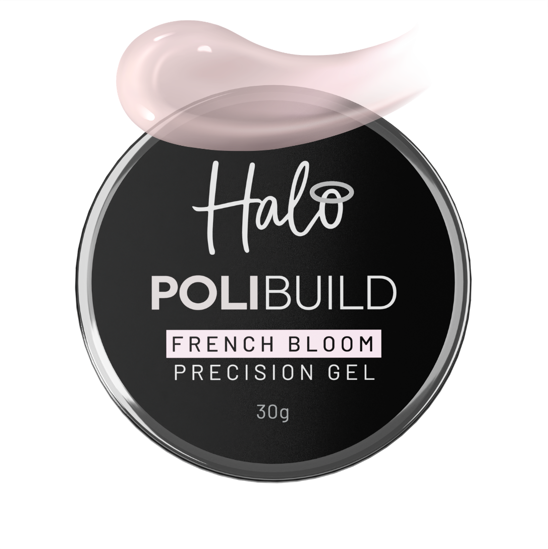 Halo Polibuild French White Precision Gel container on a white background