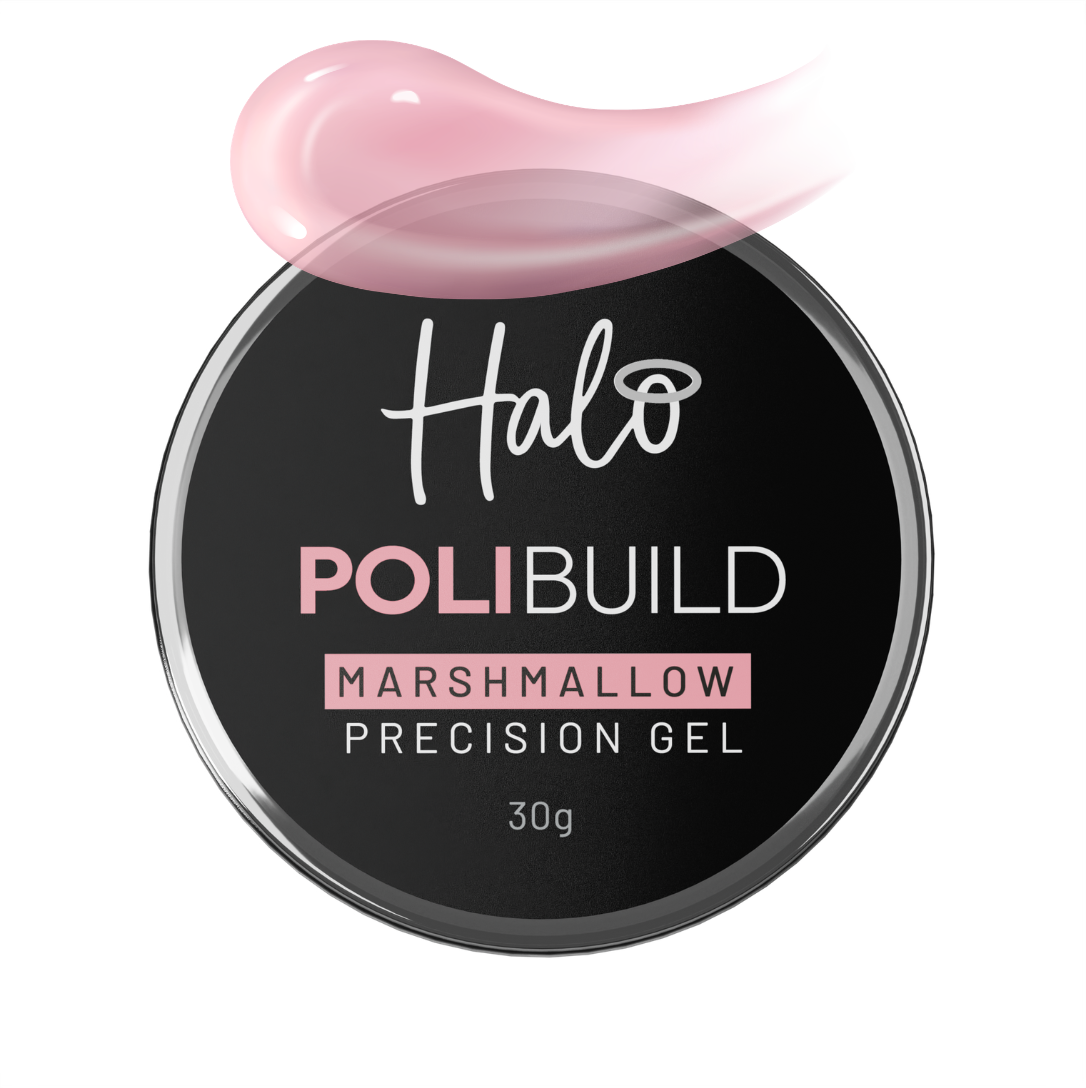 Halo Polibuild natural precision gel container on a white background