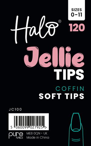 Halo Jellie Nail Tips Coffin, Sizes 0-11, 120 Mixed Sizes