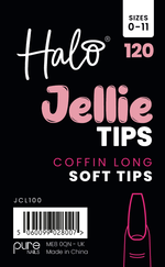 Halo Jellie Nail Tips Coffin Long, Sizes 0-11, 120 Mixed Sizes