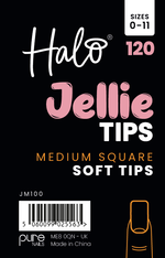 Halo Jellie Nail Tips Medium Square, Sizes 0-11, 120 Mixed Sizes