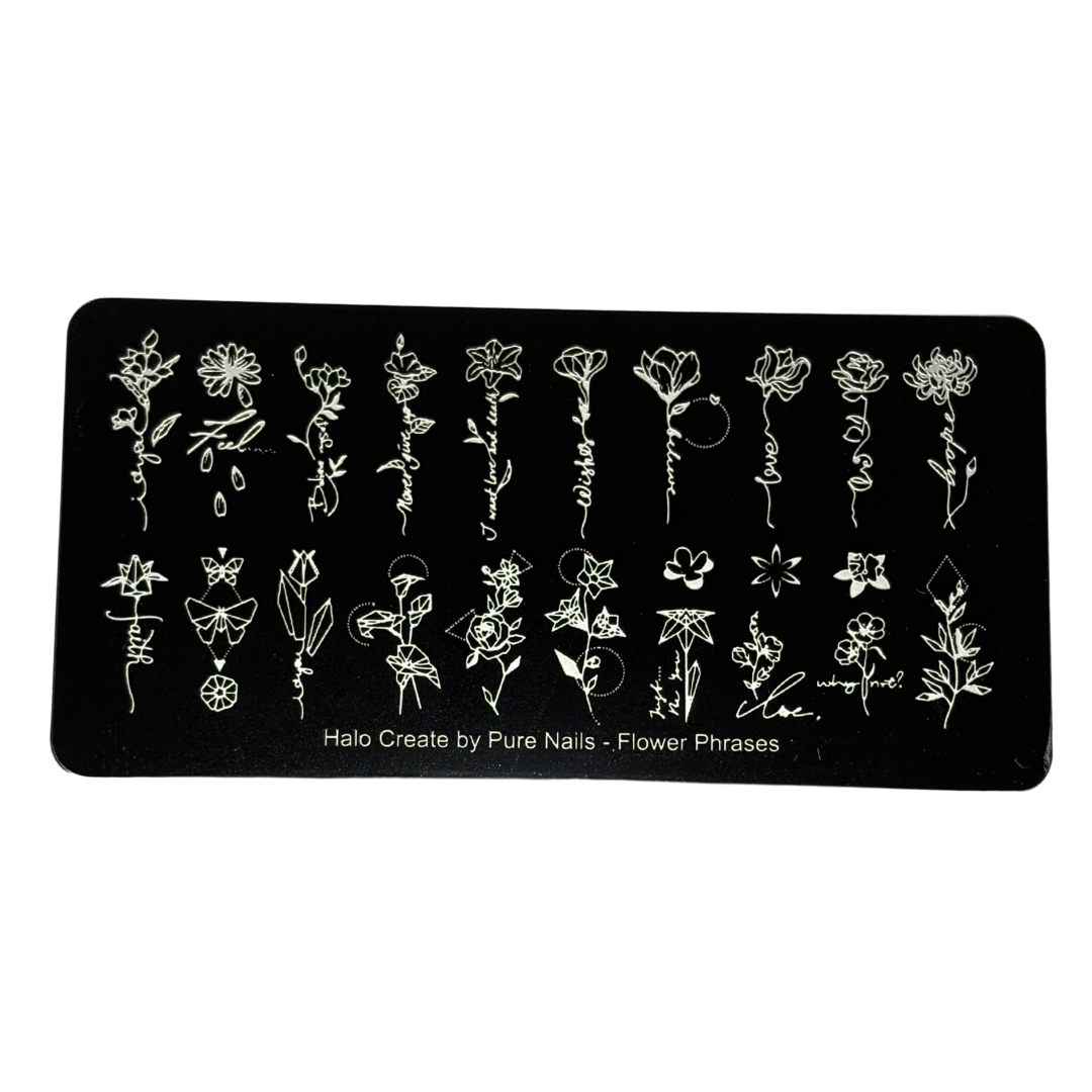 Halo Create - Stamping Plate - Flower Phrases – Pure Nails