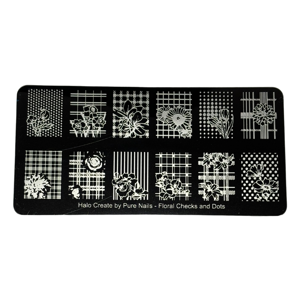 Halo Create Stamping Plate Floral Checks Dots