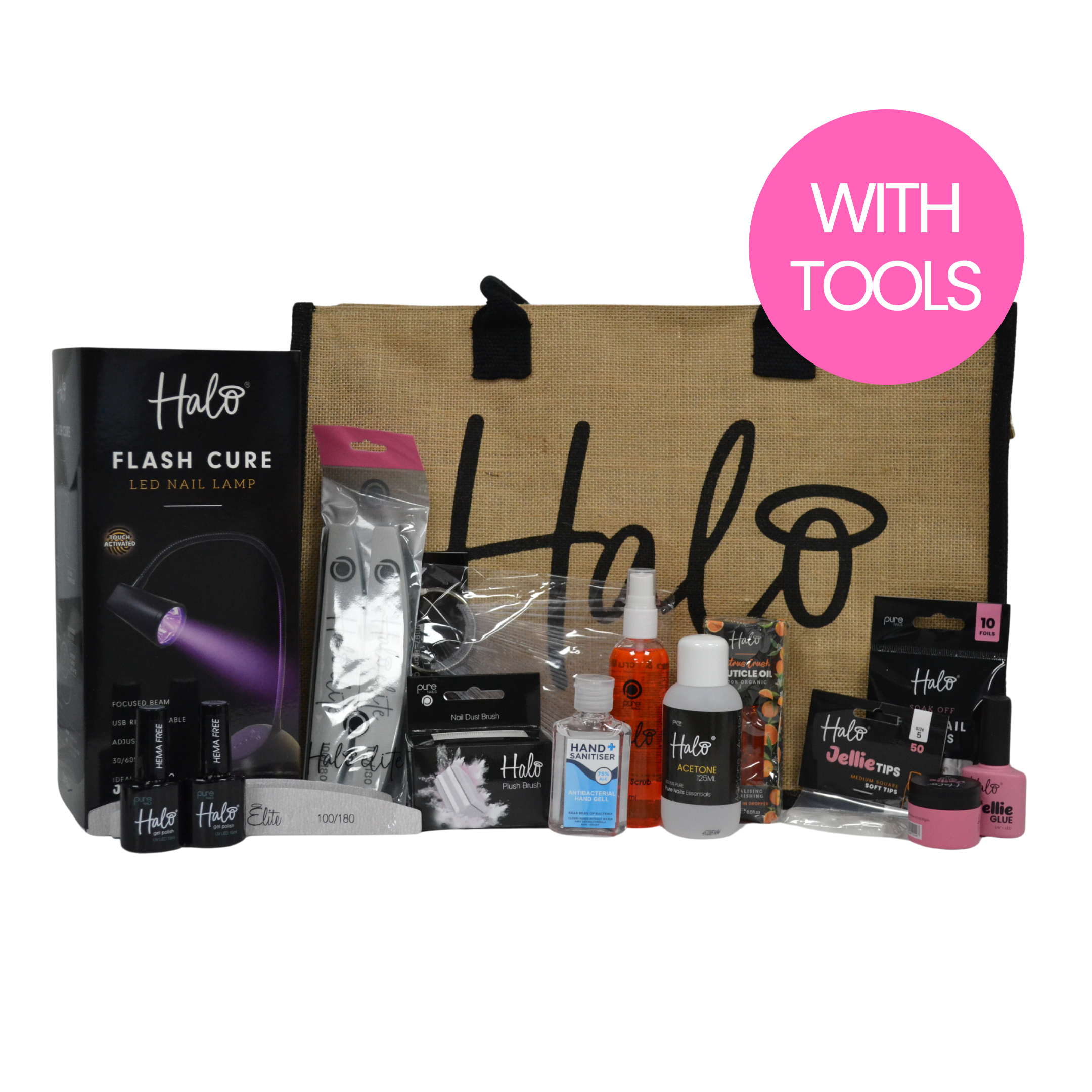 Halo Jellie Tips Kit with Flash Cure LED Nail Lamp