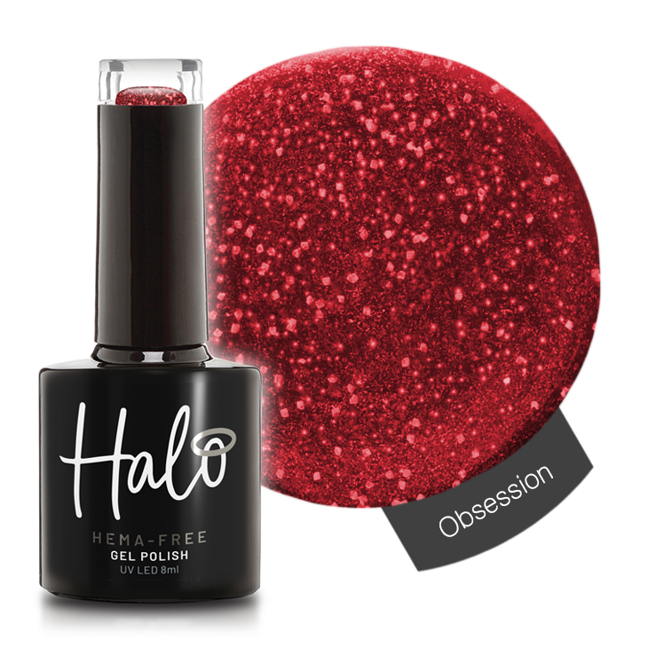 Product image of Pure Nails' Halo HEMA-Free glitter gel polish in shade 'Obsession'