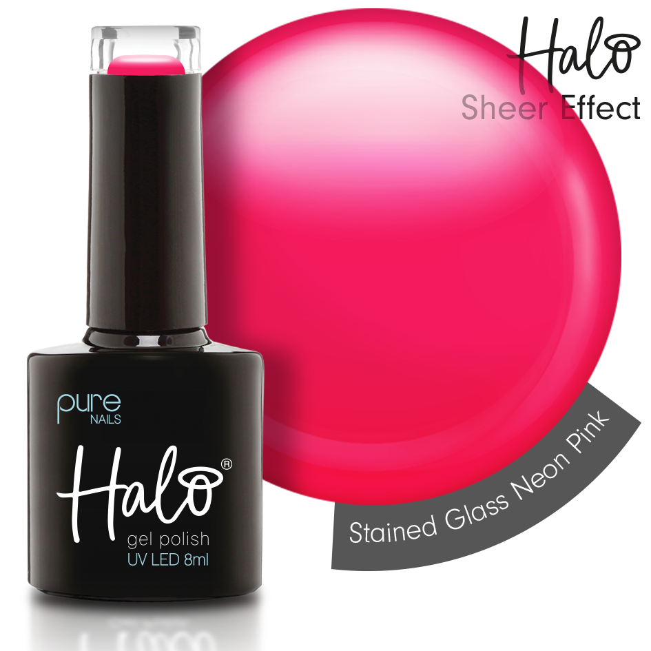 Halo Gel Polish 8ml Stained Glass Neon Pink