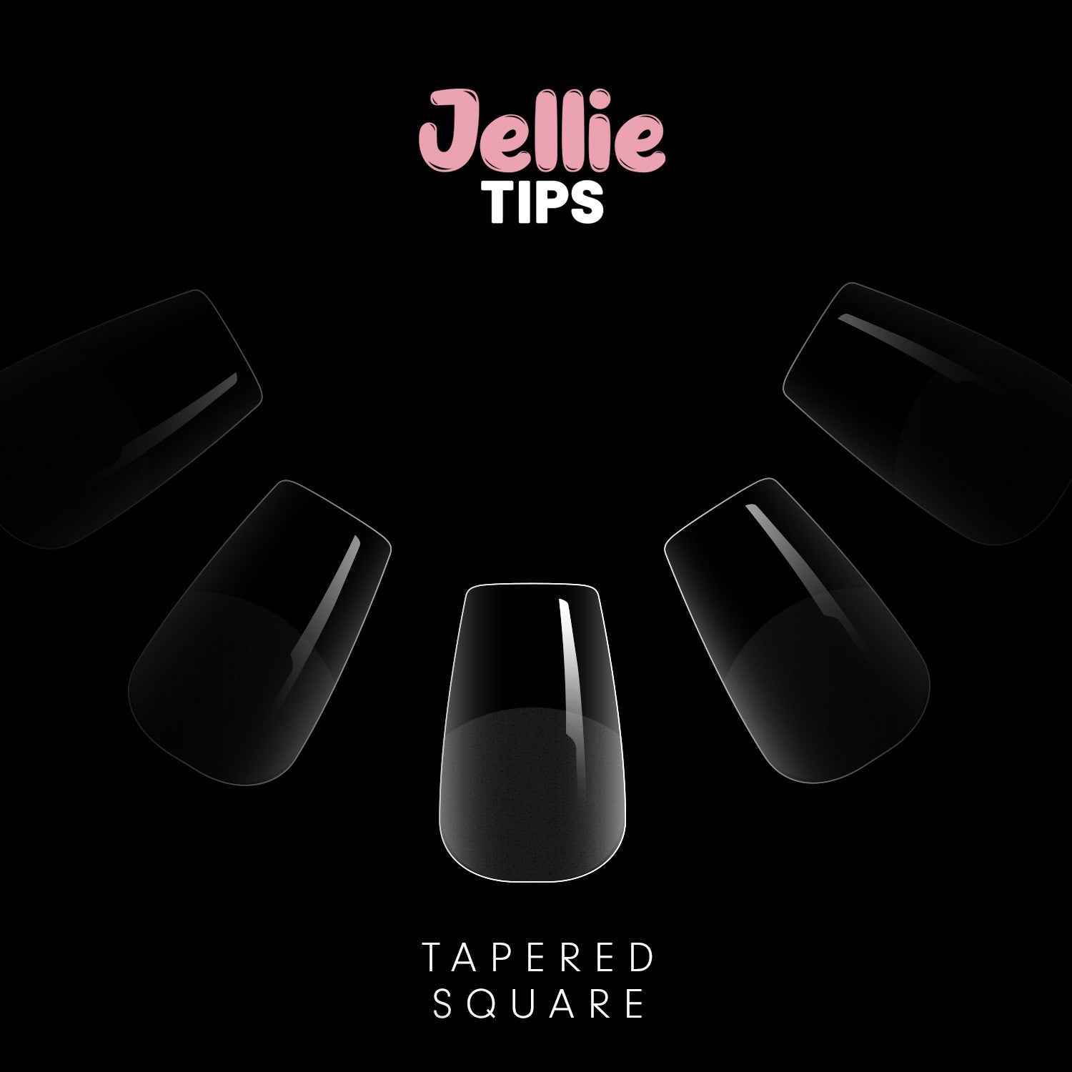 Halo Jellie Nail Tips Tapered Square, Sizes 0-11, 120 Mixed Sizes