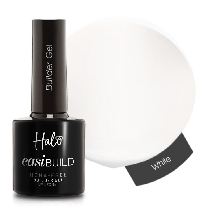 Halo easiBUILD builder gel with a white color swatch on a white background