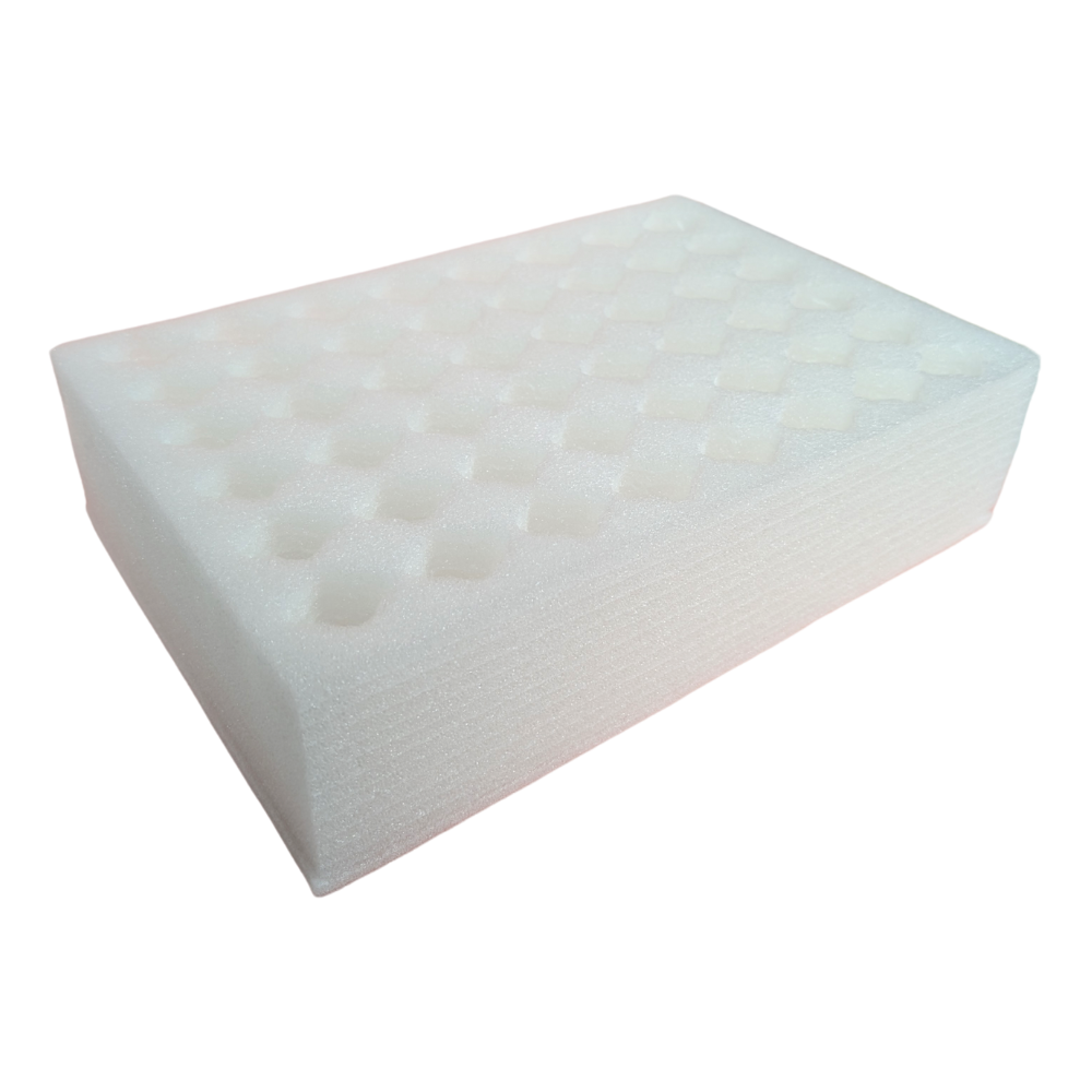 Rectangular foam block on a white background