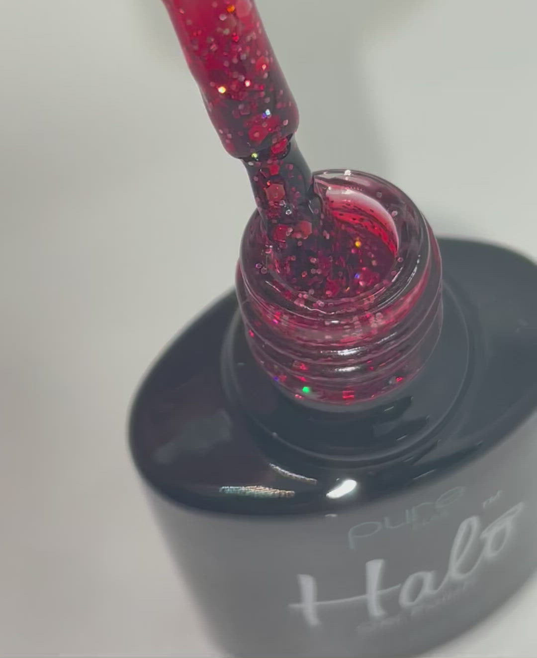 Product video of Pure Nails' Halo gel polish in shade 'Candy Cane'