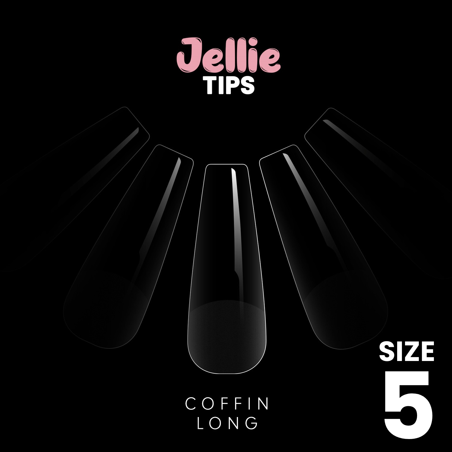 Halo Jellie Nail Tips Coffin Long, Sizes 5, 50 One Size