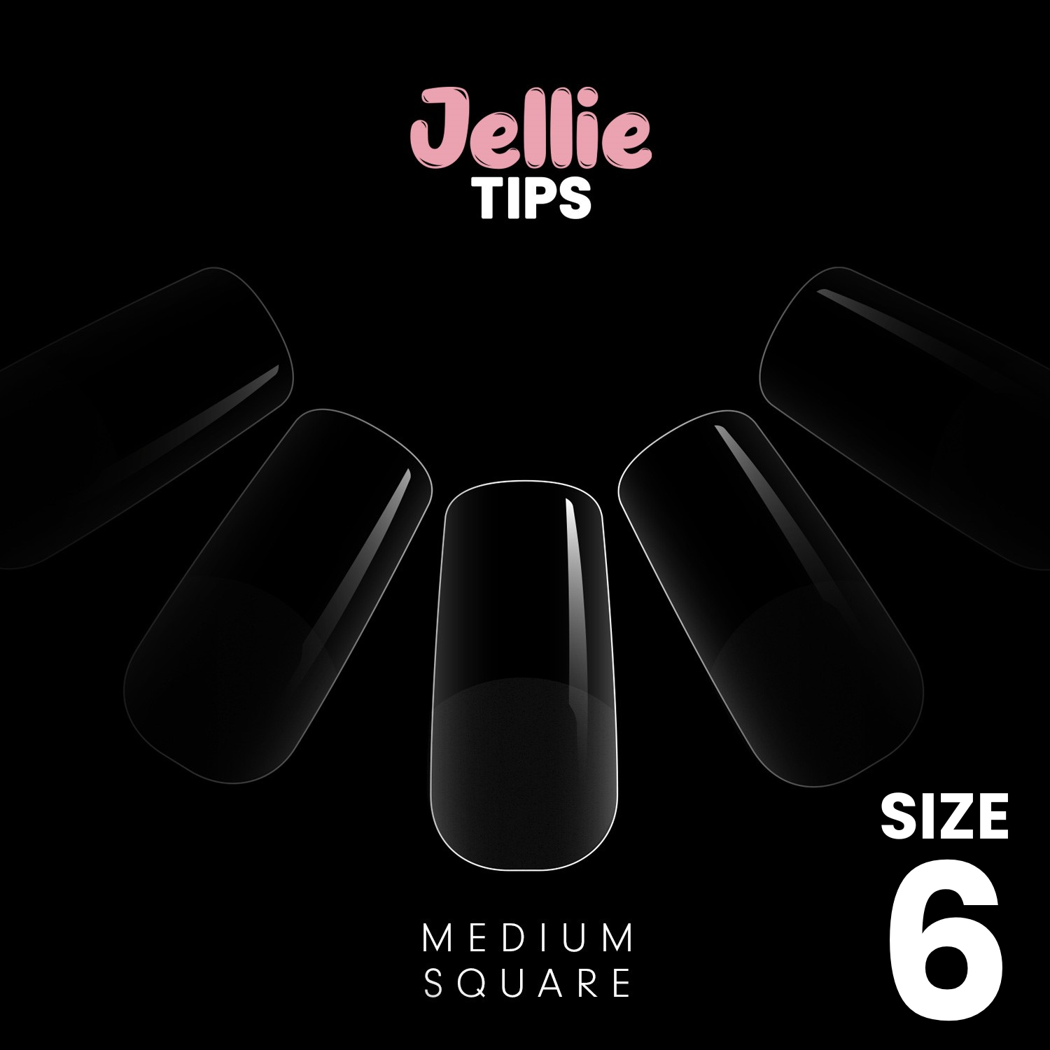 Halo Jellie Nail Tips Medium Square, Sizes 6, 50 One Size