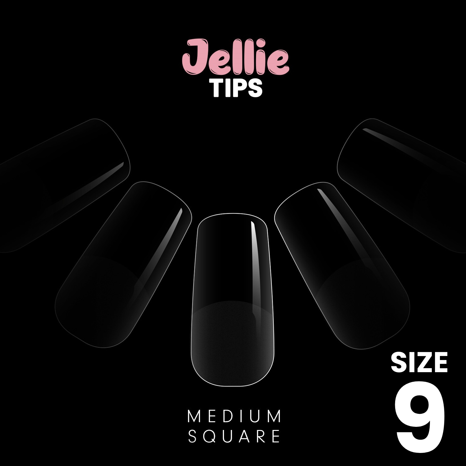 Halo Jellie Nail Tips Medium Square, Sizes 9, 50 One Size