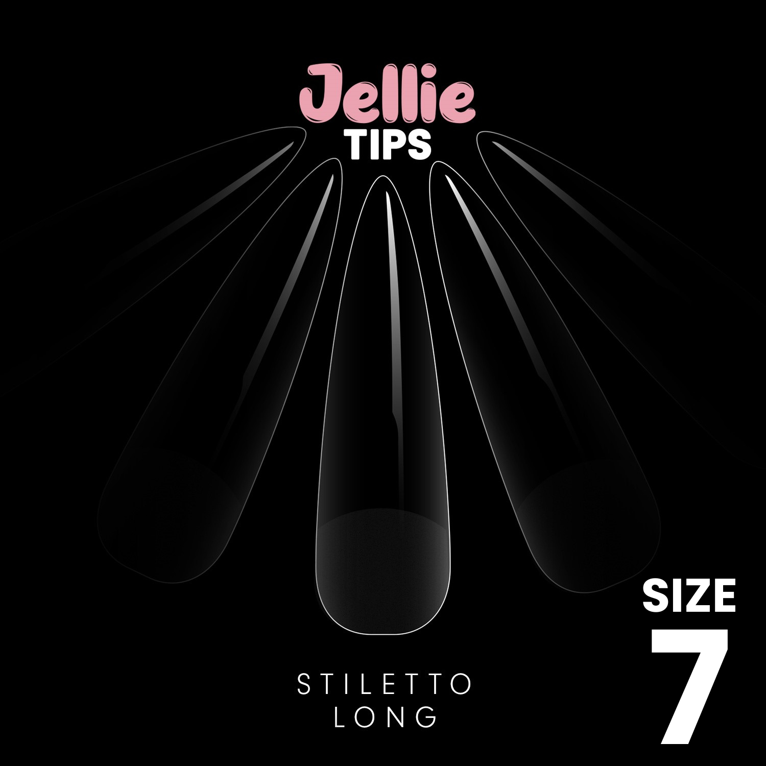 Halo Jellie Nail Tips Stiletto Long, Size 7, 50 One Size