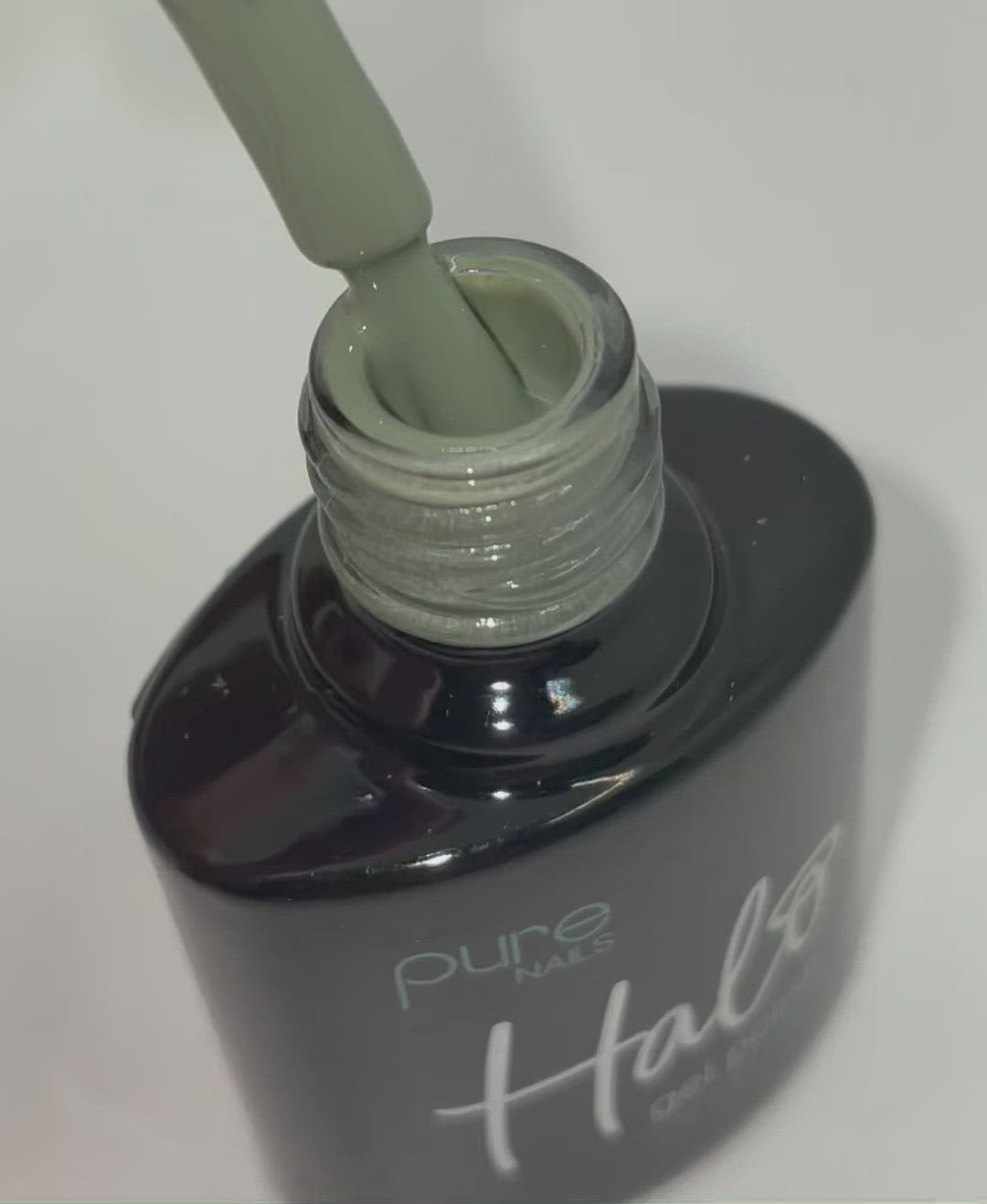 Product video showcasing Pure Nails' Halo gel polish shade 'Sage'
