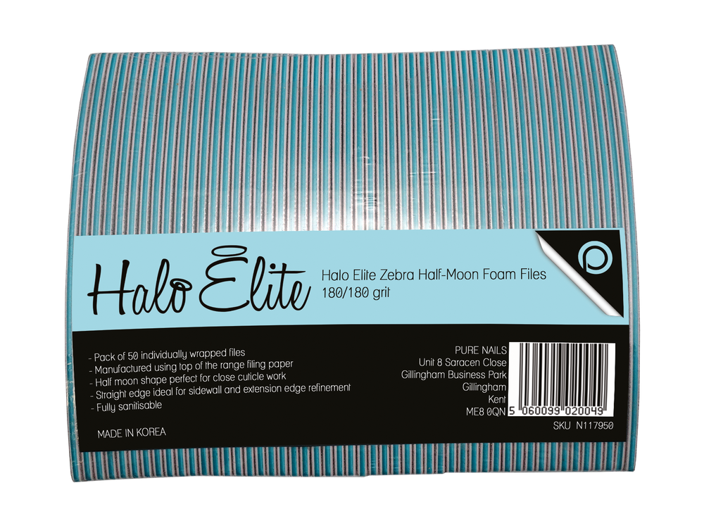 
            
                Load image into Gallery viewer, Halo Elite Half-Moon Zebra File 180/180 grit - individually wrapped - 50 pack
            
        