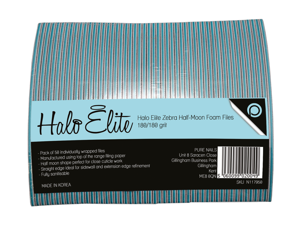 Halo Elite Half Moon Zebra File 50 pack 180 180 grit