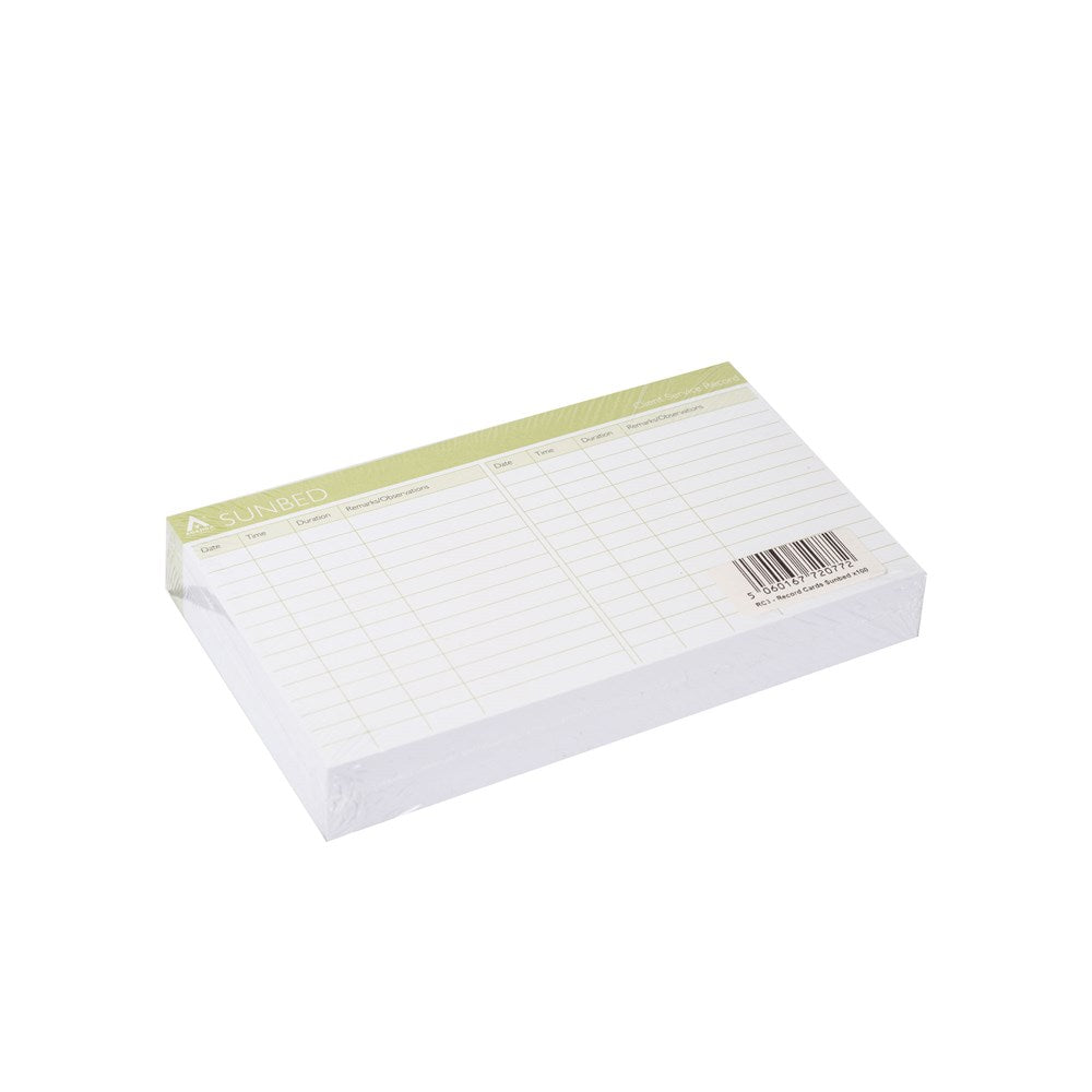Record Cards - Sunbed (100pcs) Click for Offer