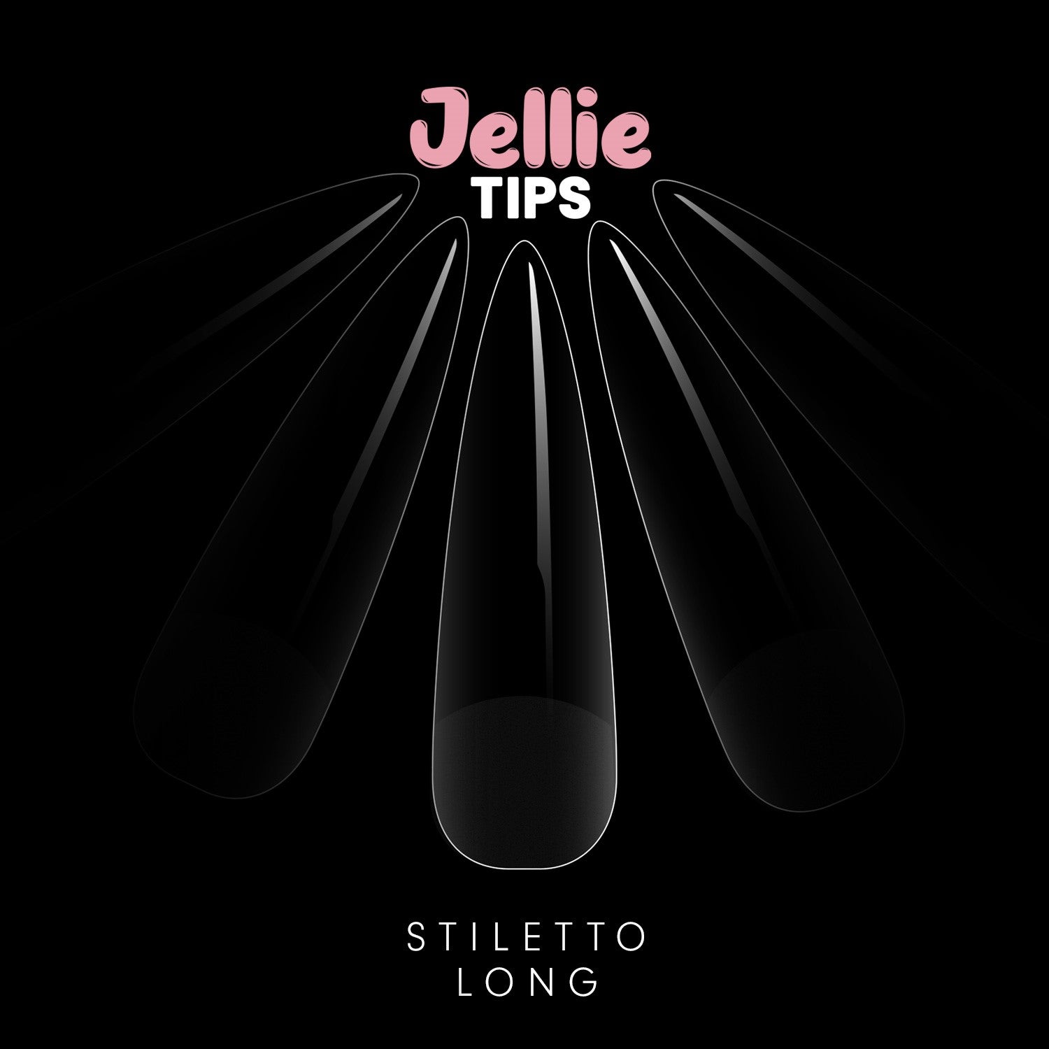 Halo Jellie Nail Tips Stiletto Long, Sizes 0-11, 480 Mixed Sizes