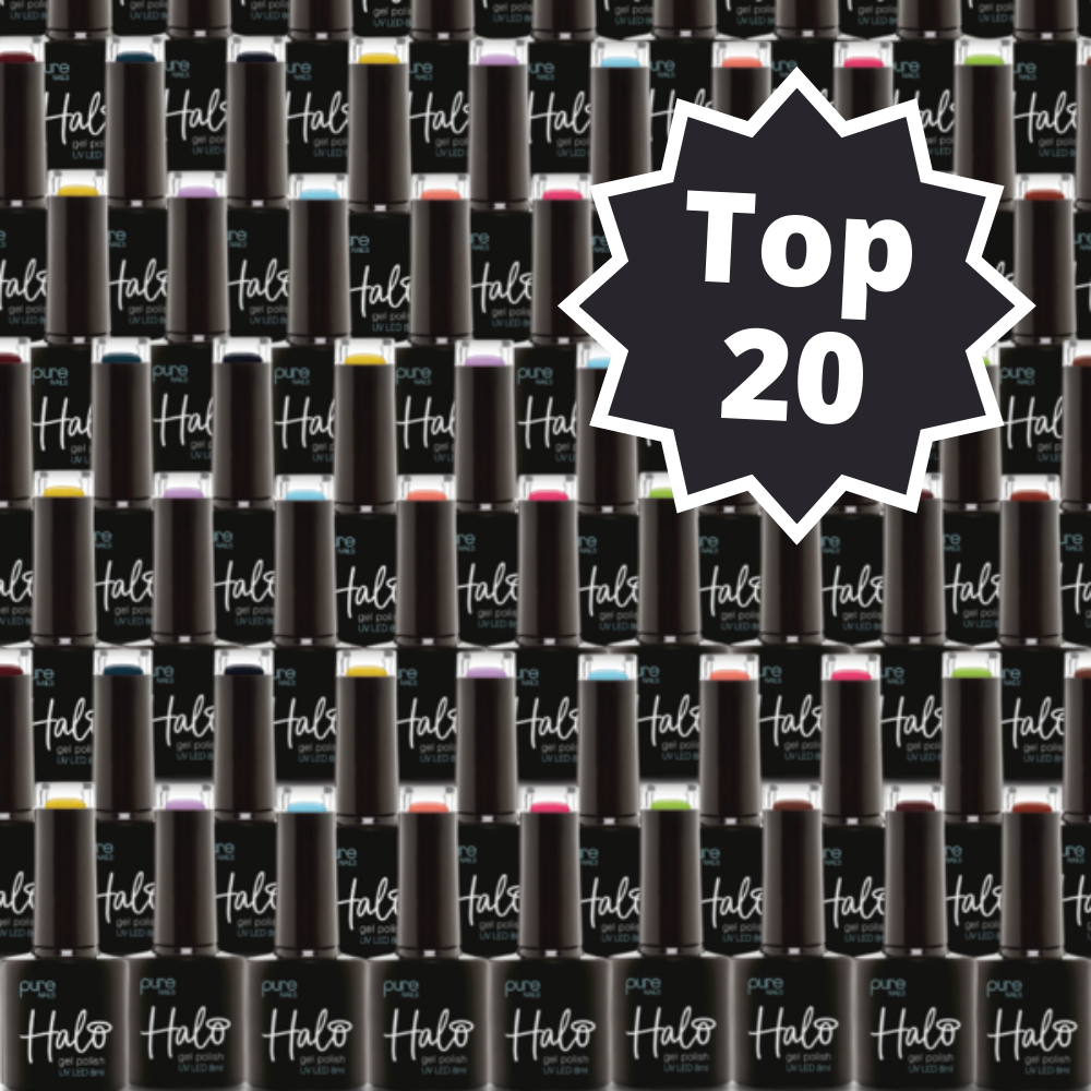 Halo Gel Polish Top 20 Bundle (20 bottles, 1 Base Coat and 1 Top Coat) SAVE 7.5%!