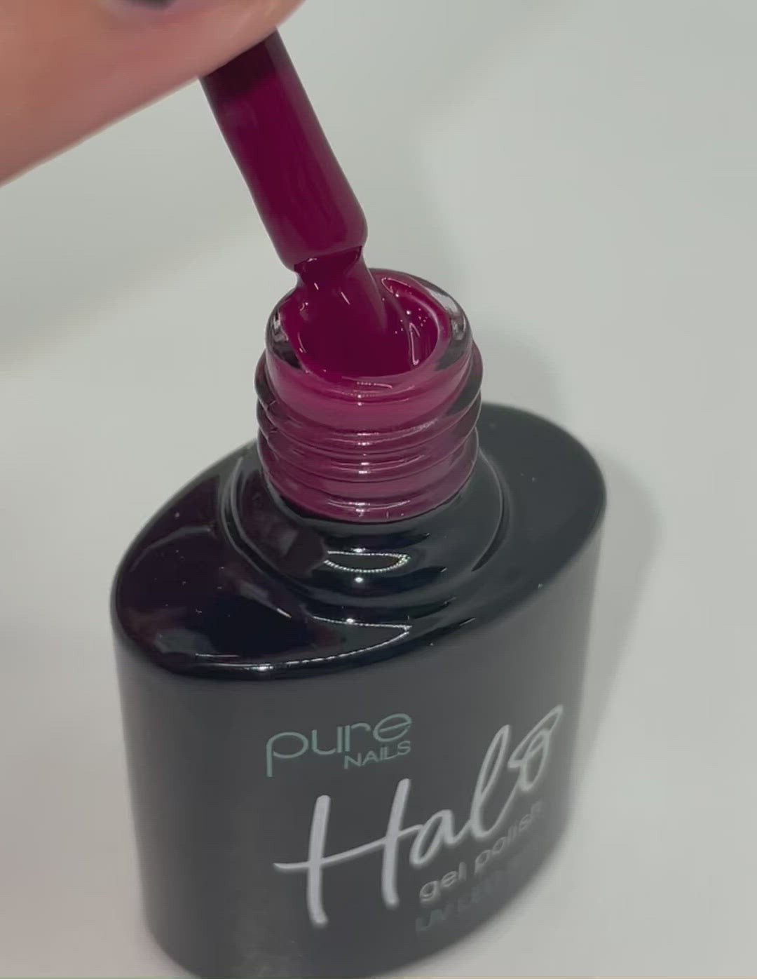 Product video of Pure Nails' Halo gel polish in shade 'Burgundy'