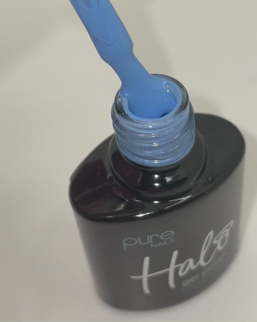 Product video of Pure Nails' Halo gel polish in shade 'Powder Blue' 